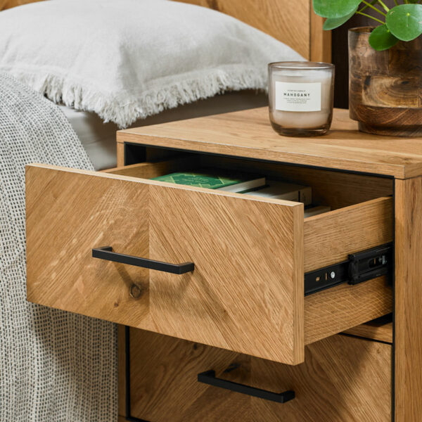 Lambourne Rustic Oak 2 Drawer Nightstand | Bedside Table