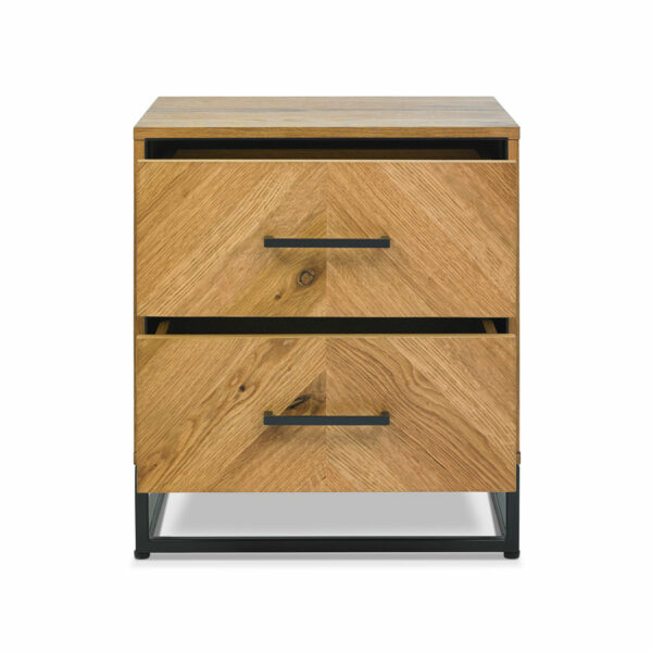 Lambourne Rustic Oak 2 Drawer Nightstand | Bedside Table