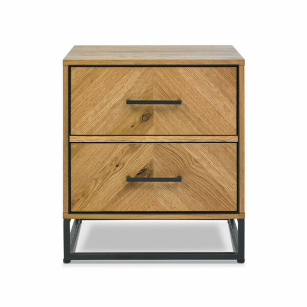 Lambourne Rustic Oak 2 Drawer Nightstand | Bedside Table