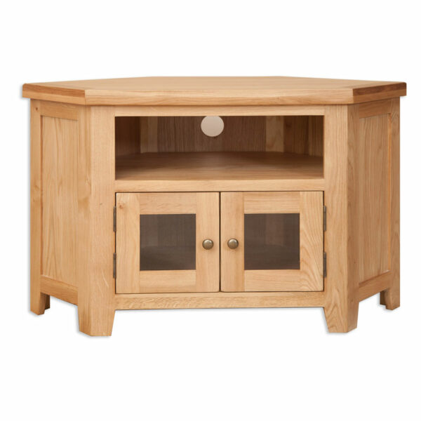 Norfolk Natural Oak Glazed Corner TV Cabinet