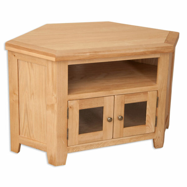 Norfolk Natural Oak Glazed Corner TV Cabinet