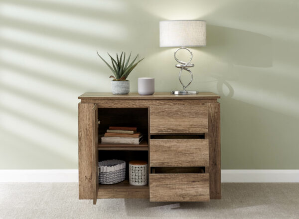 Valley Oak Sideboard 1 Door 3 Drawer | Self Assembly