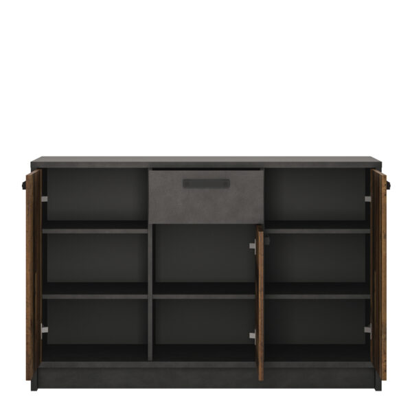 Ingles Cabinet with 3 Doors and 1 Drawer | Walnut and Dark Matera Grey | Self Assembly