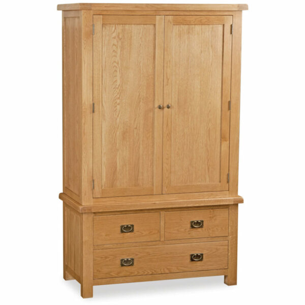 Salisbury Rustic Oak 3 Drawer Gents Wardrobe | Wax Finish
