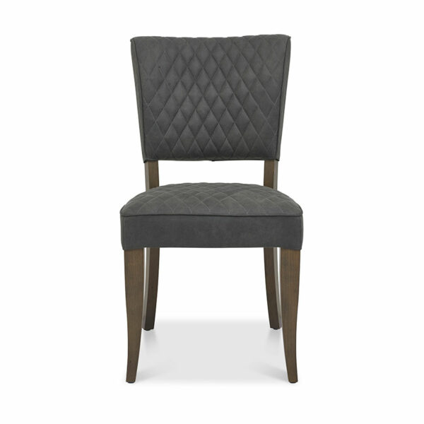 Watford Fumed Oak Pair of Upholstered Chairs | Dark Grey Fabric