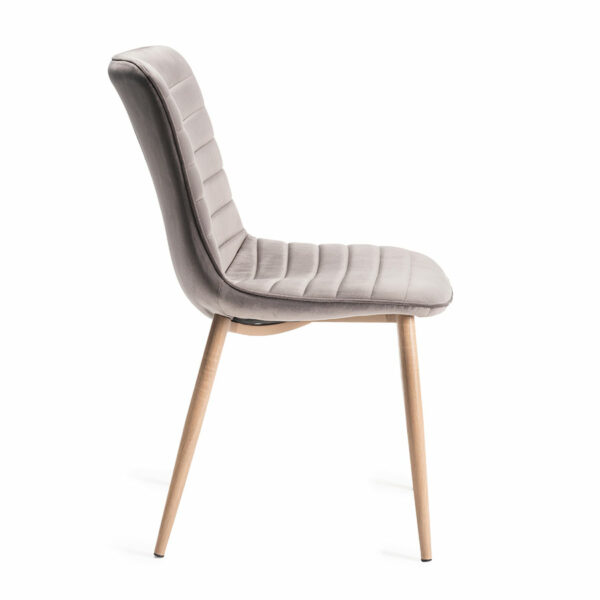 Eriksen Pair of Grey Velvet Fabric Chairs with Grey Rustic Oak Effect Legs