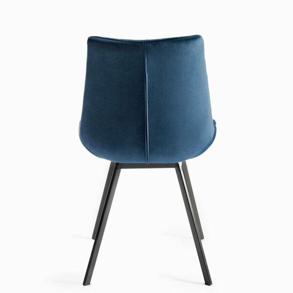 Fontana Pair of Blue Velvet Fabric Chairs with Grey Hand Brushing on Black Powder Coated Legs