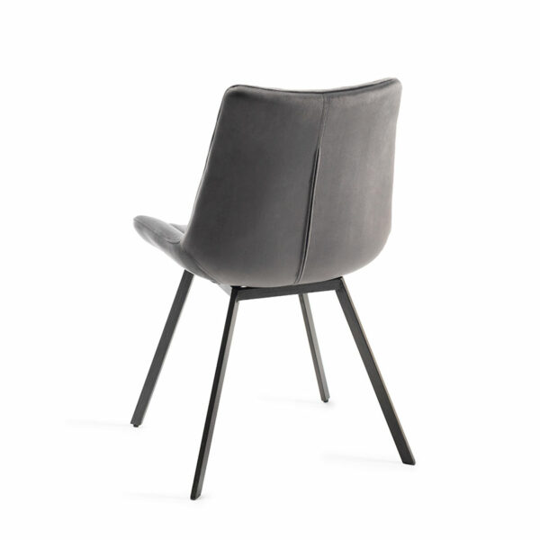 Fontana Pair of Grey Velvet Fabric Chairs with Grey Hand Brushing on Black Powder Coated Legs