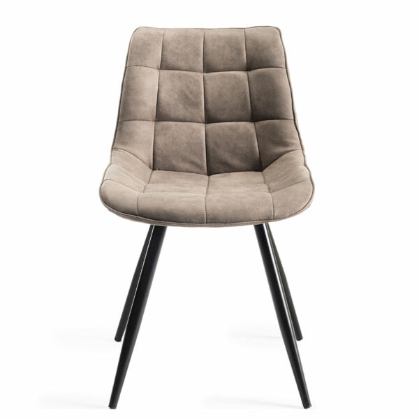 Seurat Pair of Tan Faux Suede Fabric Chairs with Sand Black Powder Coated Legs