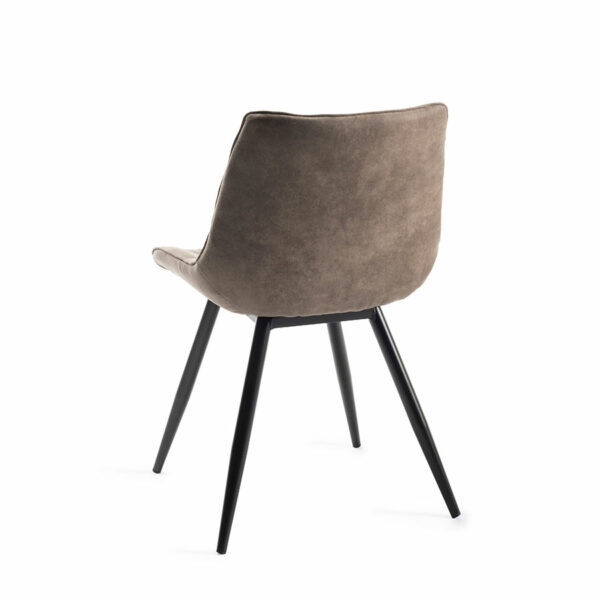 Seurat Pair of Tan Faux Suede Fabric Chairs with Sand Black Powder Coated Legs