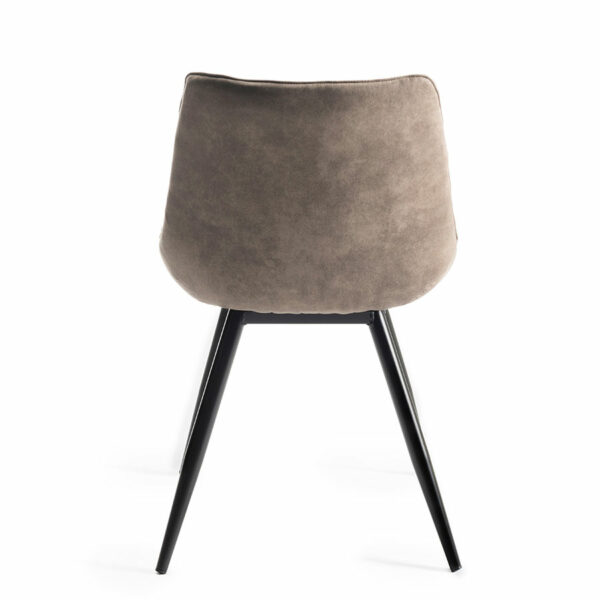 Seurat Pair of Tan Faux Suede Fabric Chairs with Sand Black Powder Coated Legs