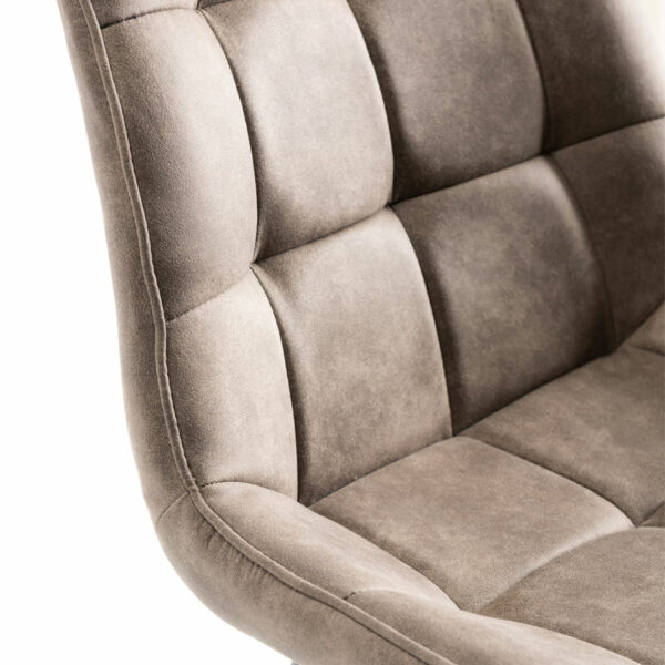 Seurat Pair of Tan Faux Suede Fabric Chairs with Sand Black Powder Coated Legs
