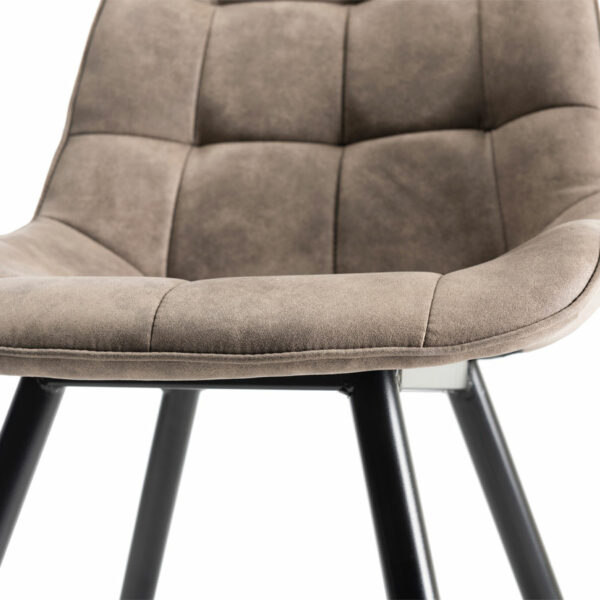 Seurat Pair of Tan Faux Suede Fabric Chairs with Sand Black Powder Coated Legs