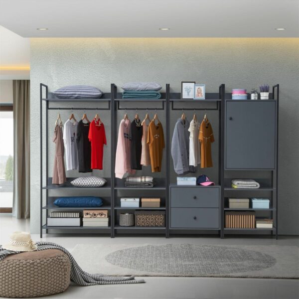 Mersey 4 Piece Bedroom Furniture Set | Dark Grey | Self Assembly