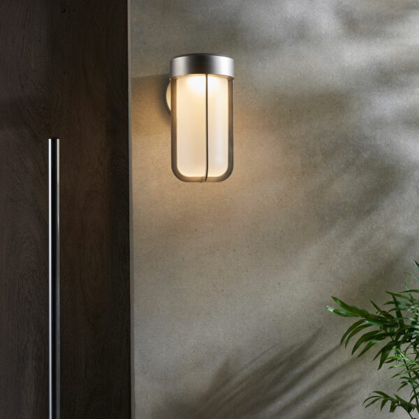 Gold Alva Outdoor Wall Light | Frosted Pewter