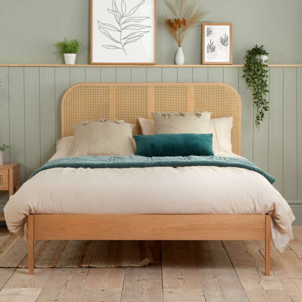Margot King Rattan Bed | Oak