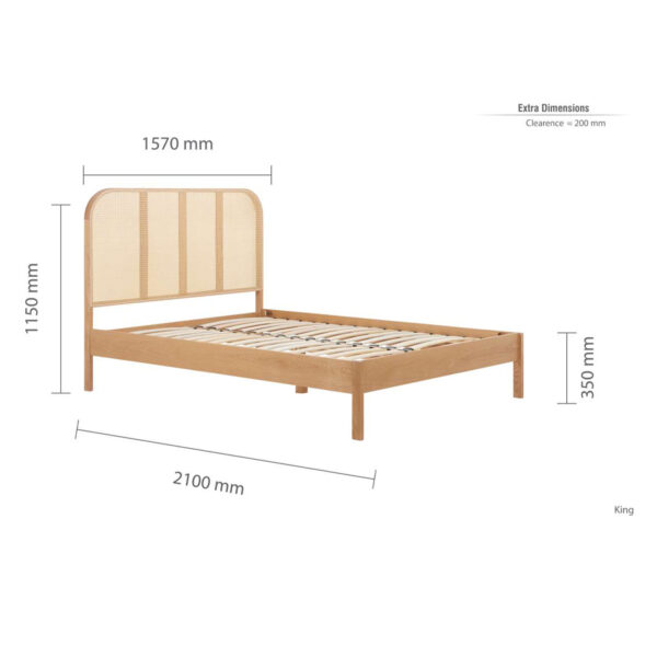Margot King Rattan Bed | Oak