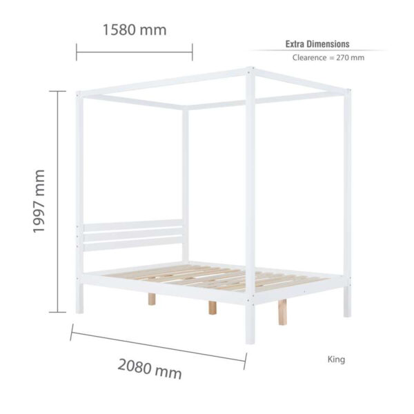 Mercia Four Poster King Bed | White