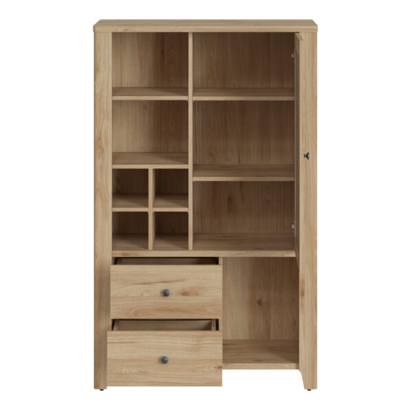 Spire 1 Door 2 Drawer Cabinet | Oak & Rattan Effect | Self Assembly