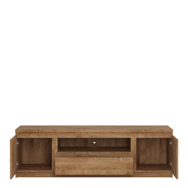 Birtley 2 Door 1 Drawer 166cm Wide TV Cabinet in Oak | Self Assembly