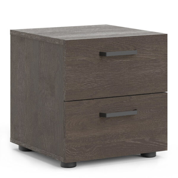 Quinn Nightstand 2 drawers Rovere Gessato Dark Oak | Bedside Table | Assembly Required | Clearance