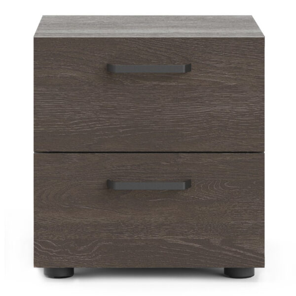 Quinn Nightstand 2 drawers Rovere Gessato Dark Oak | Bedside Table | Assembly Required | Clearance
