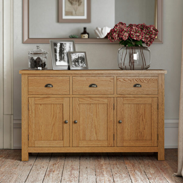 Ancroft Waxed Oak Large Sideboard | Fully Assembled