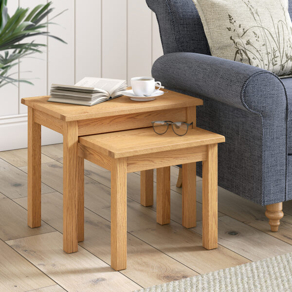 Ancroft Waxed Oak Nest of 2 Tables