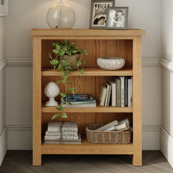 Ancroft Waxed Oak Low Bookcase