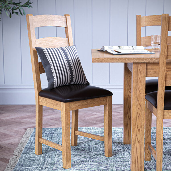 Ancroft Waxed Oak Ladder Back Dining Chair | Fully Assembled
