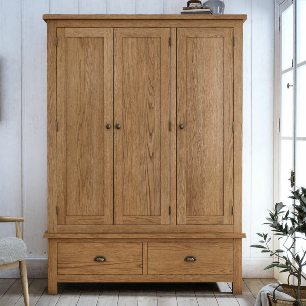 Ancroft Waxed Oak Triple Wardrobe