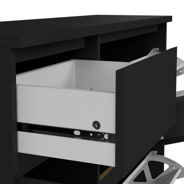 Moderno Shoe Cabinet with 2 Shoe Compartments, 1 Door and 1 Drawer in Black Matte | Self Assembly