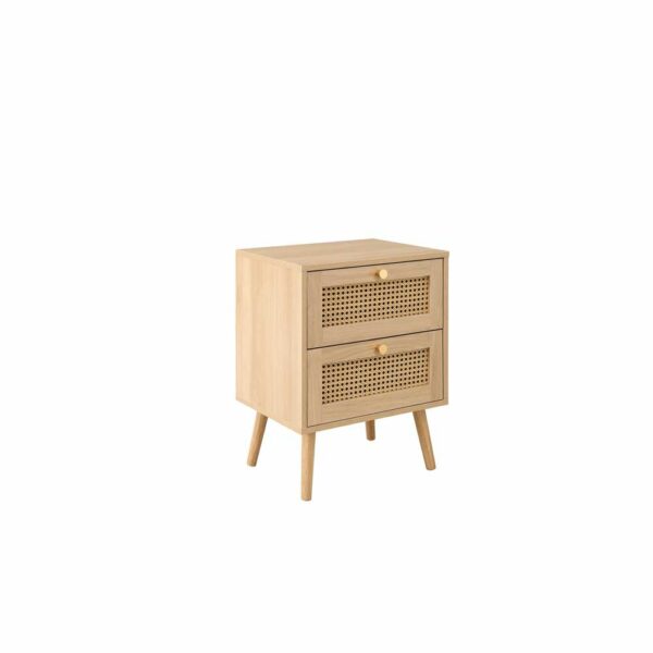 Chigwell 2 Drawer Rattan Bedside Oak | Assembly Required | Clearance