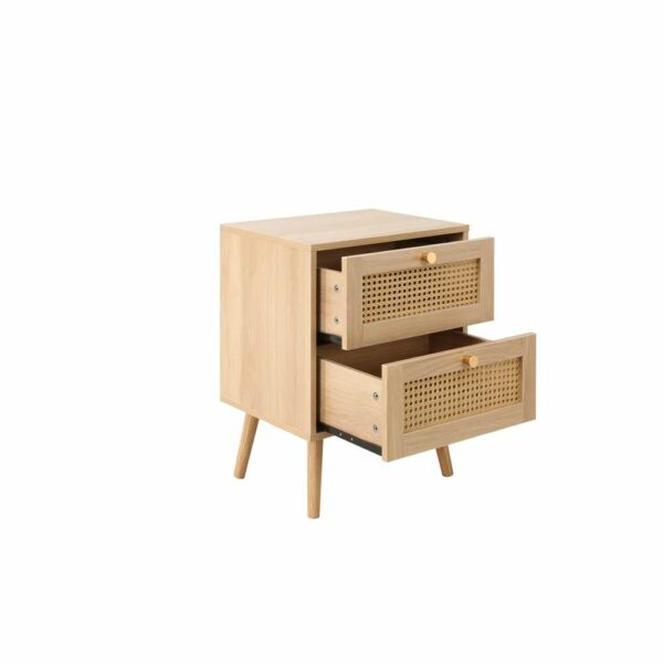 Chigwell 2 Drawer Rattan Bedside Oak | Assembly Required | Clearance