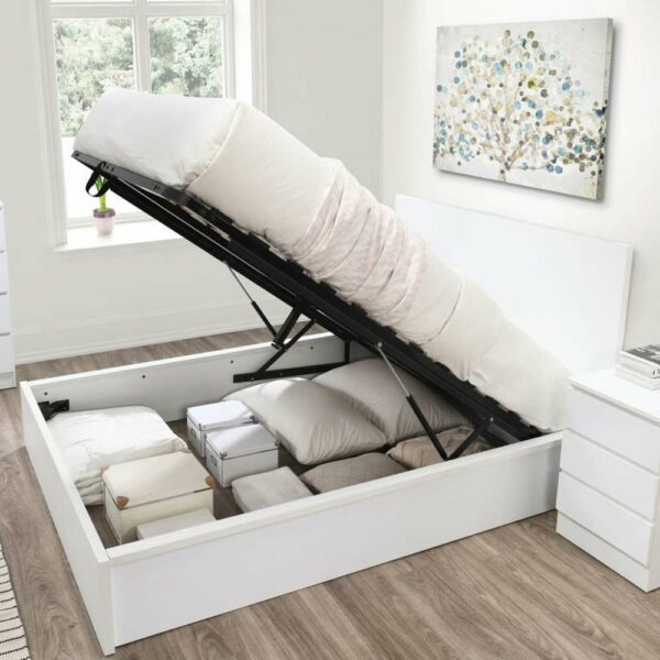 Hoxton Double Ottoman Bed White | Assembly Required