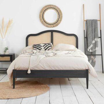 Leonie Super King Rattan Bed Black