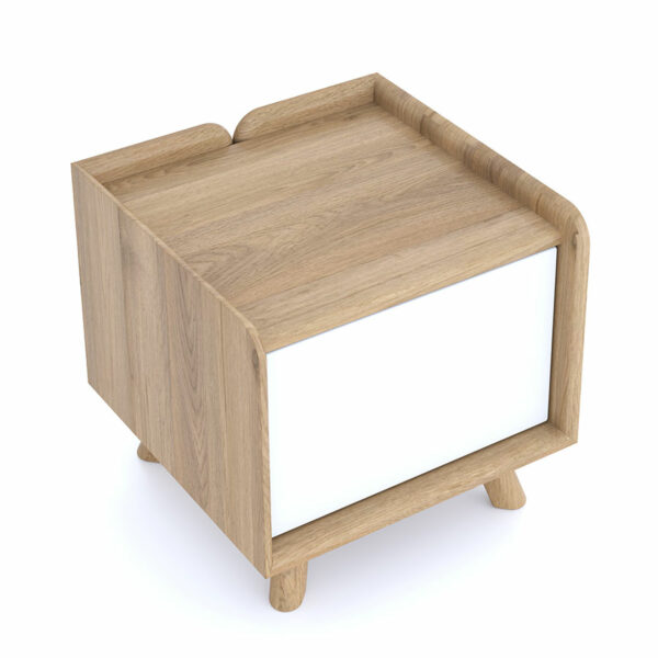 White Woodside Oak Bedside 1 Door | Assembly Required
