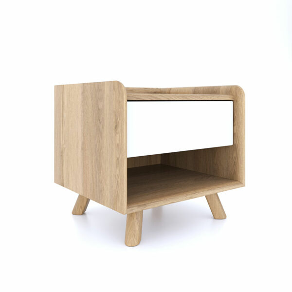 White Woodside Oak Bedside 1 Drawer | Assembly Required | Clearance