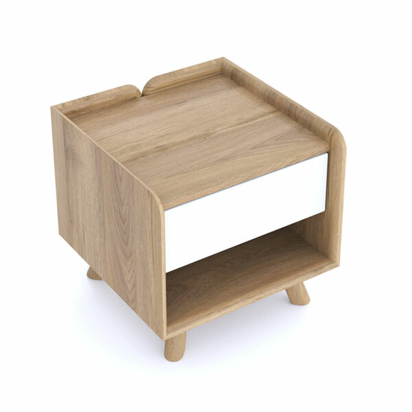 White Woodside Oak Bedside 1 Drawer | Assembly Required | Clearance