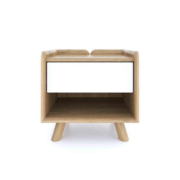 White Woodside Oak Bedside 1 Drawer | Assembly Required | Clearance