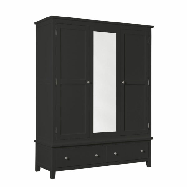 Black Geneva Painted Triple Wardrobe - Charcoal