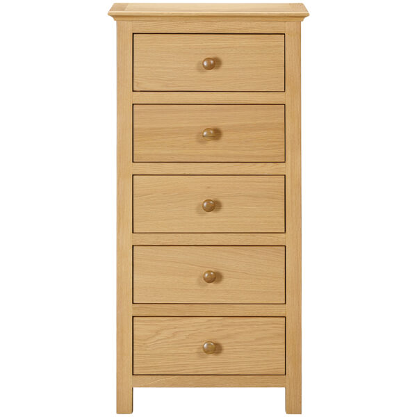 Emperor Oak 5 Drawer Tall Chest | Fully Assembled | Clearance