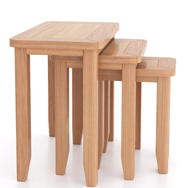 Arland Natural Oak Nest of 3 Tables | Fully Assembled