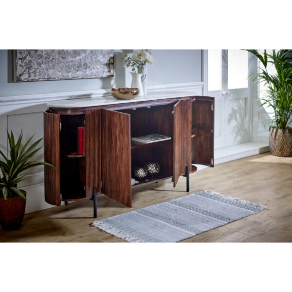 Chardale Mango Wood Sideboard With Marble Top & Metal Legs |