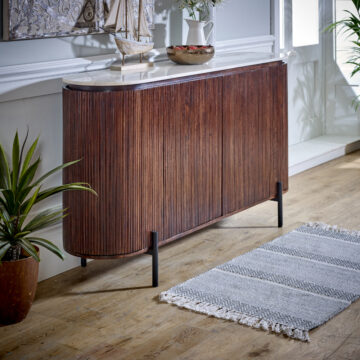 Chardale Mango Wood Sideboard With Marble Top & Metal Legs