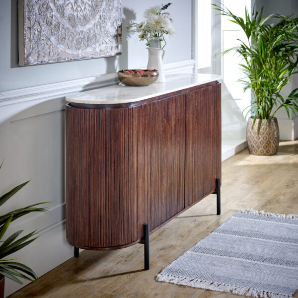 Chardale Mango Wood Sideboard With Marble Top & Metal Legs |