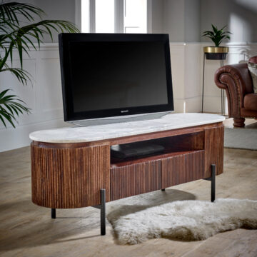 Chardale Mango Wood Tv Cabinet With  Marble Top & Metal Legs