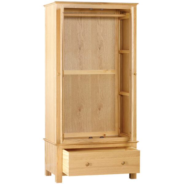 Emperor Oak Double Wardrobe With 1 Drawer | Self Assembly