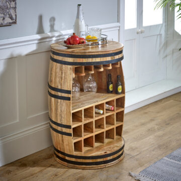 Epping Solid Dark Wood Barrel Wine Sideboard