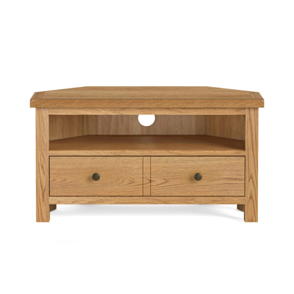Bywell Waxed Oak Corner TV Unit | Fully Assembled